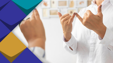 Zwei Menschen unterhalten sich in Gebärdensprache